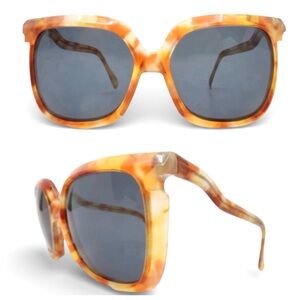 1970’s Oversized Silhouette Sunglasses in Orange Swirl, Mod M70, Made in Austria